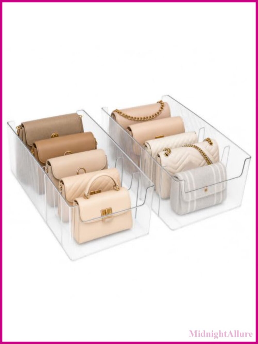 Expandable Acrylic Purse Organizer 2 Pack Adjustable Clear Handbag Storage